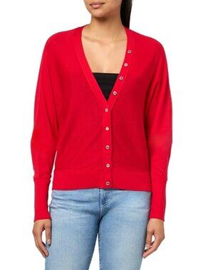 NWT AllSaints Honor V Cardigan Crimson Red Wool Layering Topper Lounge Size M